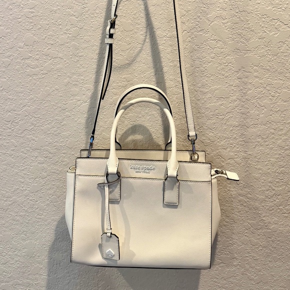 Kate Spade Cameron Monotone Medium Satchel Optic White Like New Extra Strap - Picture 8 of 15
